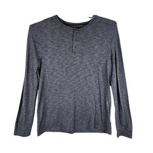 Mens Gray Marc Anthony Slim Fit Henley Shirt Long Sleeve Cotton Blend Size XL